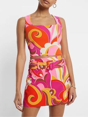 Vibrant Retro Print Crop Top